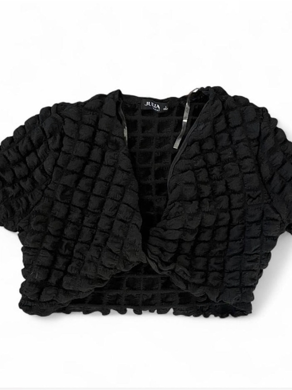 Julia Twist-Front Bubble Crop Top
